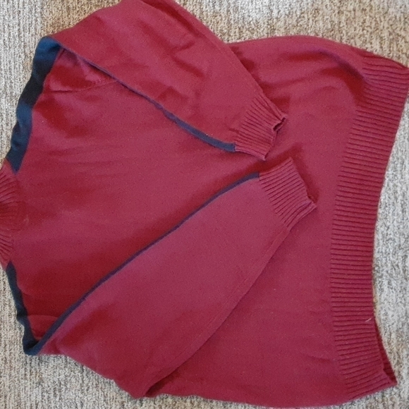 US polo assn embroidered large horse spell out men's 1/4 zip burgundy sweater L - Picture 10 of 12